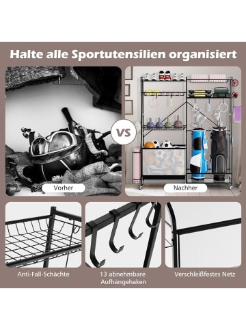 COSTWAY Garage Organizer für Sportgeräte in Schwarz