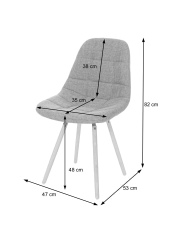 MCW 2er-Set Retro Esszimmerstuhl A60 II, Stoff/Textil grau