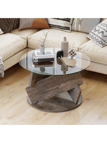 COSTWAY Glastisch Couchtisch in Grau