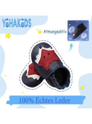 Yihakids Baby Krabbelschuhe aus Leder, weiche Lauflernschuhe mit rutschfester Sohle 