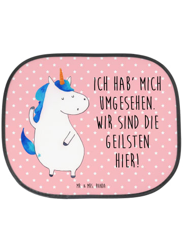 Mr. & Mrs. Panda sonnenschutz fenster Einhorn Mann mit Spruch in Rot Pastell