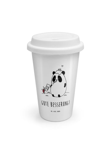 Mr. & Mrs. Panda Thermobecher Panda Gute Besserung mit Spruch in Weiß