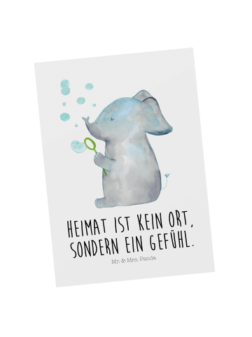 Mr. & Mrs. Panda Postkarte Elefant Seifenblasen mit Spruch in Weiß