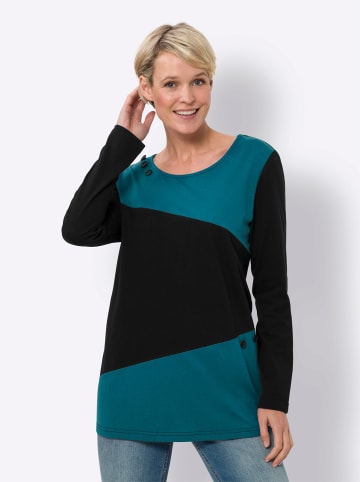 Sieh an! Longshirt in schwarz-aquapetrol