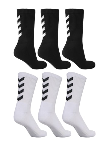 Hummel 6-er Pack Sport Socken Lange Basic Socken FUNDAMENTAL in Weiß-Schwarz