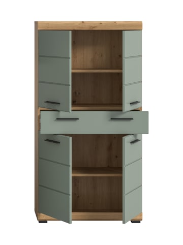 xonox.home Badmidischrank in Artisan Eiche/Salbei - (B) 74 x (H) 141 x (T) 31