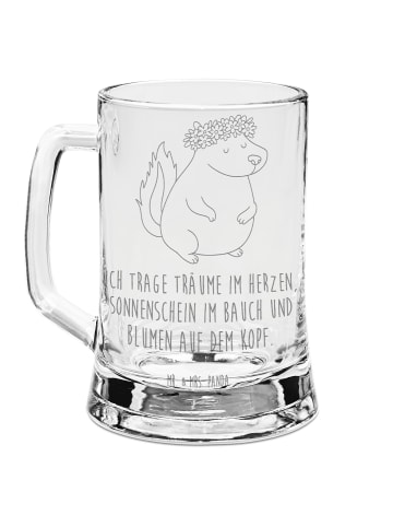 Mr. & Mrs. Panda Gravur Bierkrug Stinktier  mit Spruch in Transparent