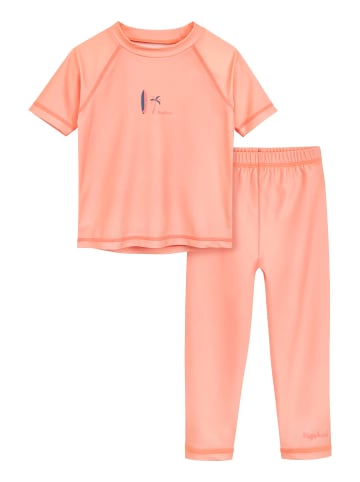 Playshoes UV-Schutz Shirt 1/1-Arm Surfbrett Palme m Legging in altrosa