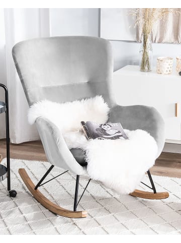 Beliani Schaukelsessel ELLAN in Grau/Schwarz/Braun - (W) 71 x (H) 97 x (L) 90 cm