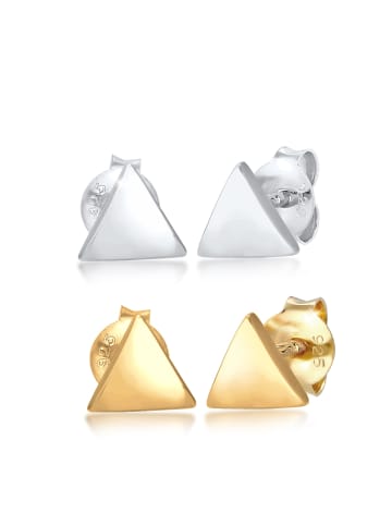 Elli Ohrringe 925 Sterling Silber Bi Color_Tri Color, Dreieck in Gold