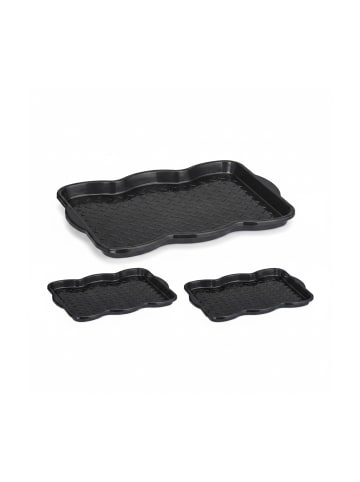 relaxdays 3 x Schuhabtropfschale in Schwarz - (B)48 x (H)3 x (T)34 cm