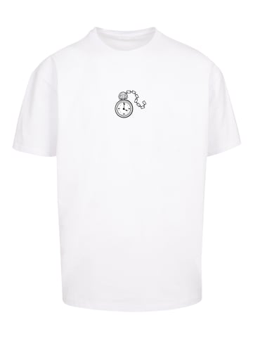 F4NT4STIC Heavy Oversize T-Shirt Alice im Wunderland Uhr Hase in weiß