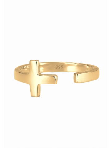 Elli Ring 925 Sterling Silber Kreuz in Gold