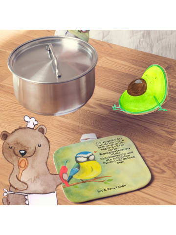 Mr. & Mrs. Panda Topfhandschuhe Vogel Blaumeise Design mit Spruch in Weiß