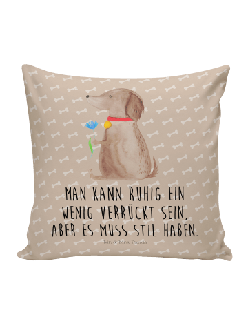 Mr. & Mrs. Panda 40 x 40 Kissen Hund Blume mit Spruch in Hundeglück