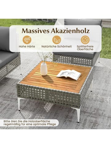COSTWAY Rattan Gartenlounge mit Tisch und Kissen in Grau