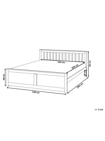 Beliani Doppelbett OLENDON in Braun - (W) 169 x (H) 82 x (L) 206 cm