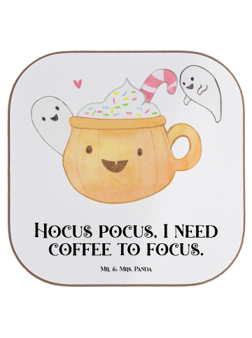 Mr. & Mrs. Panda Tischschoner Kaffee Gespenst mit Spruch in Weiß