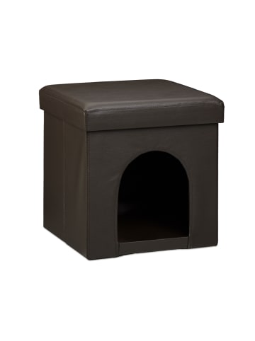 relaxdays Hundebox Sitzhocker in Braun - (B)38 x (H)38 x (T)38 cm