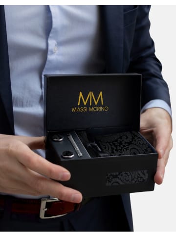 Massi Morino  Krawatten-Set in Paisley Schwarz