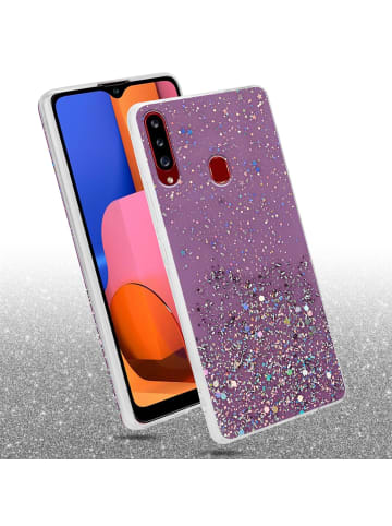 cadorabo Hülle für Samsung Galaxy A20s Glitter in Lila mit Glitter