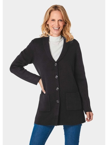 GOLDNER Kurzgröße:  Kuschelweiche Strickjacke in kaschierender Länge in schwarz