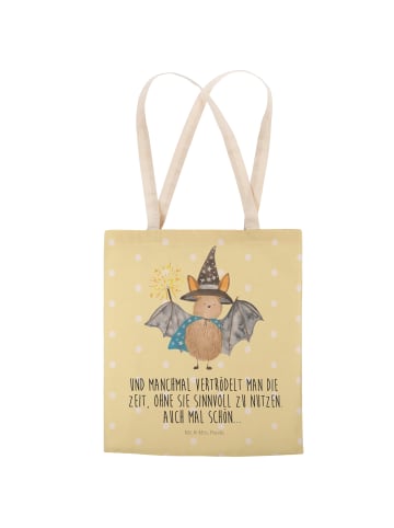 Mr. & Mrs. Panda Henkeltasche Fledermaus Zauberer mit Spruch in Gelb Pastell