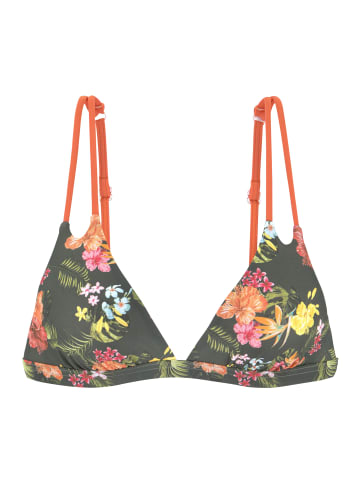 LASCANA Triangel-Bikini-Top in oliv bedruckt