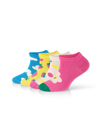 Happy Socks Sneakersocken 4-Pack Kids Low Daisy-Cloudy Strawberry in multi_coloured