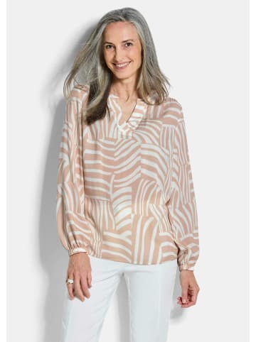 GOLDNER Grafische Viskosebluse mit Schlitz in beige / gemustert