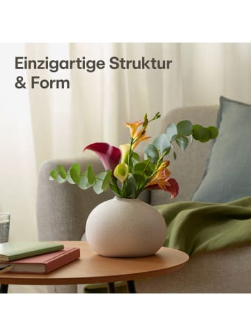 Praknu Keramik Vase Weiß Klein - Bauchige Form mit Sandtextur