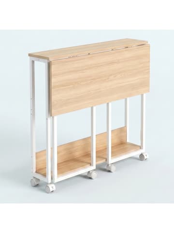 relaxdays Schreibtisch "klappbar" in Natur/ Weiß - (B)60 x (H)75 x (T)50 cm