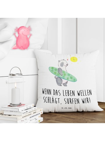 Mr. & Mrs. Panda Sofa Kissen Sommer Wellen Surf mit Spruch in Weiß