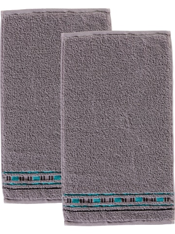 Erwin Müller Frottier Gästetuch 2er-Pack Achern in grau/türkis