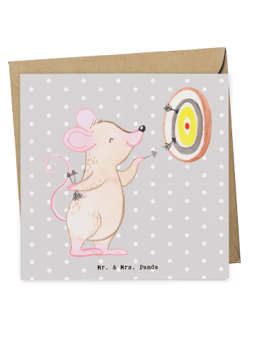Mr. & Mrs. Panda Einladungskarte Maus Dart spielen ohne Spruch in Grau Pastell