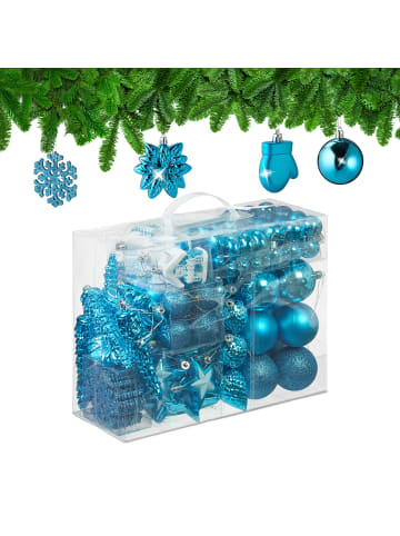 relaxdays 100-tlg. Weihnachtskugeln Set in Türkis