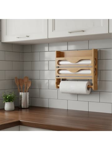 relaxdays Wandrollenhalter in Natur - (B)35 x (H)27 x (T)7 cm
