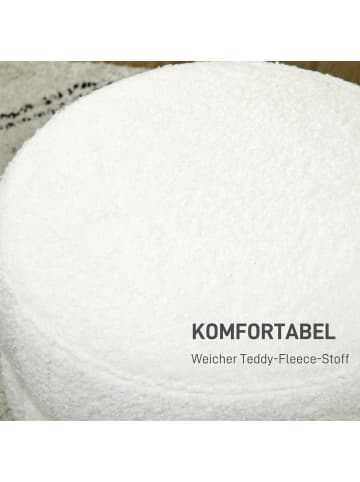 HOMCOM Fußhocker-Ø40 x 45H cm-Cremeweiß