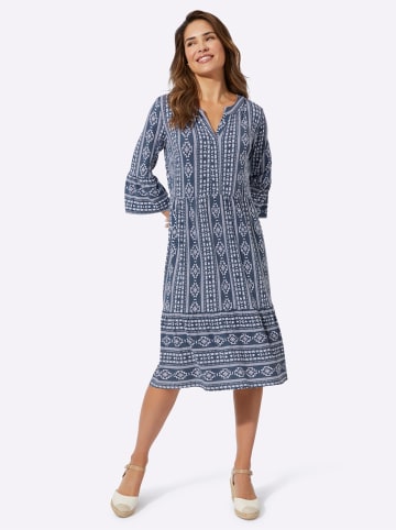 Sieh an! Jersey-Kleid in rauchblau-weiß-bedruckt