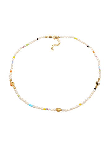 Elli Halskette 925 Sterling Silber Herz, mit Smiling Face, Smiling Face, Yin und Yang in Gold