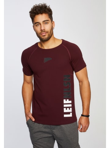 Leif Nelson Herren Gym T-Shirt Rundhals LN-6279 in weinrot-schwarz