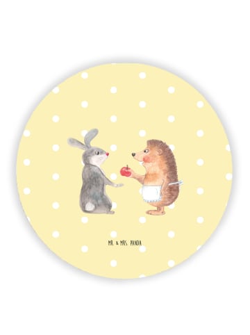 Mr. & Mrs. Panda Rund Magnet Hase Igel ohne Spruch in Gelb Pastell