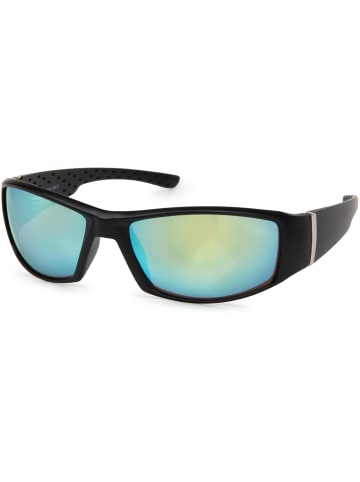 styleBREAKER Sport Sonnenbrille in Schwarz / Gelb-Hellblau verspiegelt