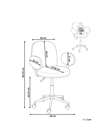 Beliani Bürostuhl MORAGA in Rosa/Schwarz - (W) 58 x (H) 80 x (L) 58 cm