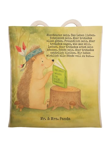 Mr. & Mrs. Panda Stofftasche Igel Federschmuck Design mit Spruch in Weiß