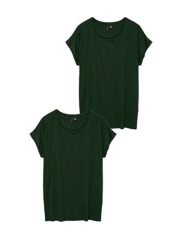 Vero Moda 2er-Pack T-Shirt Einfarbiges Stretch Oberteil in Khaki-Grün