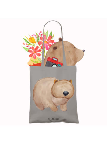 Mr. & Mrs. Panda Shopping Tasche Wombat ohne Spruch in Light Grey