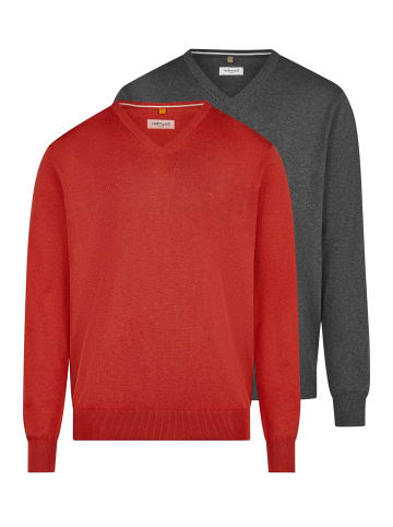 Redmond Pullover Basic in Rot / dunkelgrau