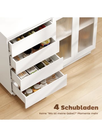 HOMCOM Sideboard in Weiß 120L x 40B x 91H cm