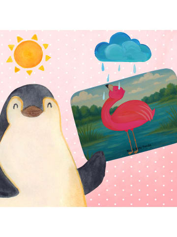 Mr. & Mrs. Panda duschmatten Flamingo Stolz Design ohne Spruch in Weiß